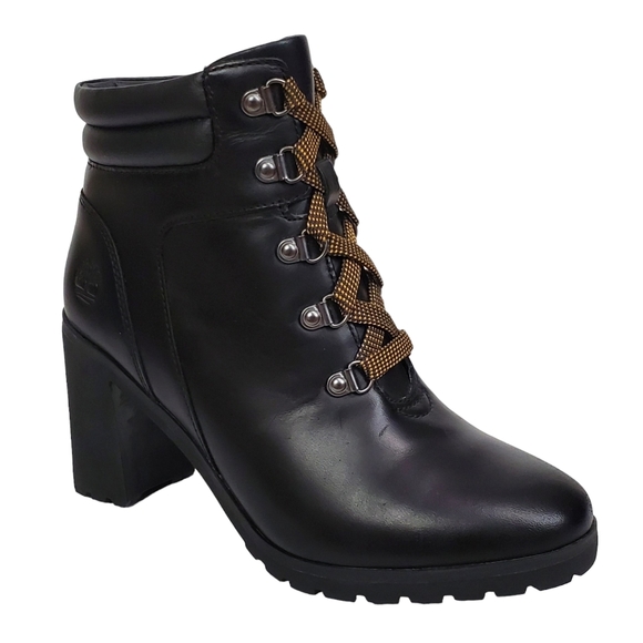 New Timberland allington 5 in leather block heel lace up boots black casual - Picture 9 of 16